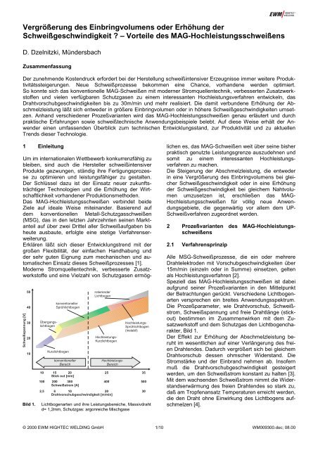 Vergrößerung des Einbringvolumens oder ... - SaxWeld GmbH