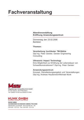 Fachveranstaltung - MSS Magdeburger Schweißtechnik GmbH