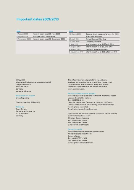 Quarterly Report 1/2009 - Munich Re Group