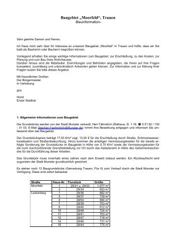 Bauinfo Moorfeld - Stadt Munster