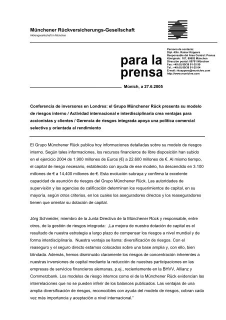 para la prensa - Munich Re