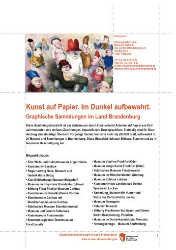 Kunst auf Papier. Im Dunkel aufbewahrt. - Museumsverband ...