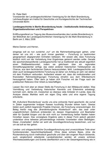 Dr. Peter Bahl / Referat - pdf - Museumsverband Brandenburg e.V.