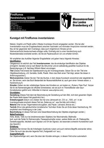 Kunstgut mit FirstRumos inventarisieren - pdf - Museumsverband ...