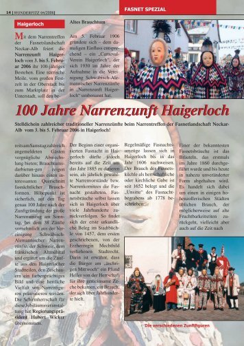 100 Jahre Narrenzunft Haigerloch - Narrenzunft Haigerloch eV