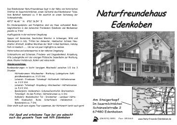 Naturfreundehaus Edenkoben - Naturfreunde Edenkoben