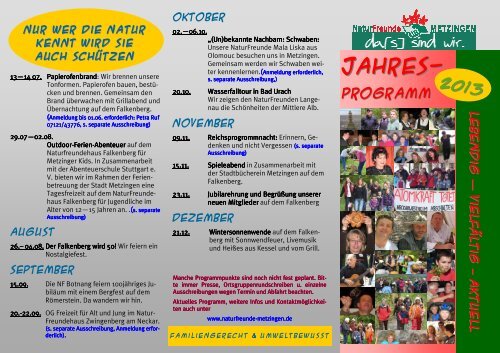 Programm 2013 - Naturfreunde Metzingen