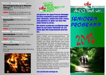 Programm Seniorengruppe 2013 - Naturfreunde Metzingen