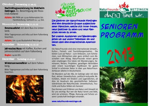 Programm Seniorengruppe 2013 - Naturfreunde Metzingen