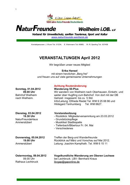 April 2012 - Naturfreunde Weilheim