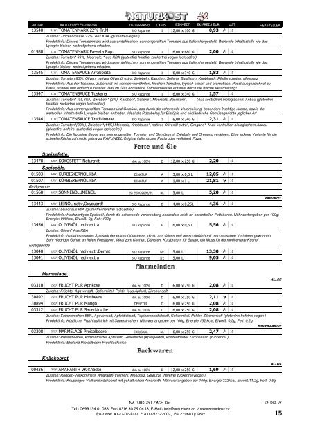 Unsere aktuelle Preisliste als PDF downloaden - Naturkost.cc