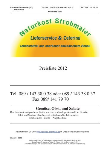 Preisliste - Naturkost Strohmaier