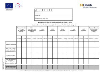 Meldebogen Dauerbeitsplätze der letzten 5 Jahre - bei der NBank