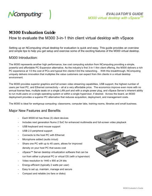 M300 Evaluation Guide - NComputing