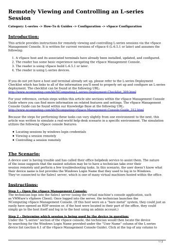 Remotely Viewing and Controlling an L-series Session - NComputing