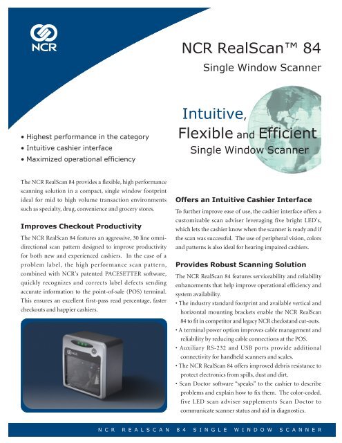 NCR RealScan 84 Single Window Scanner