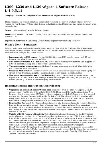 L300, L230 and L130 vSpace 4 Software Release L ... - NComputing