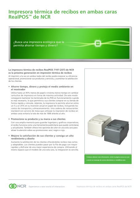 Impresora tÃ©rmica de recibos en ambas caras RealPOSâ„¢ de NCR