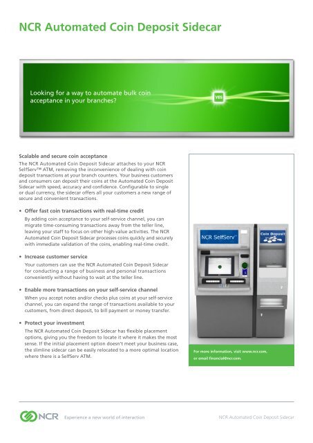 NCR Automated Coin Deposit Sidecar
