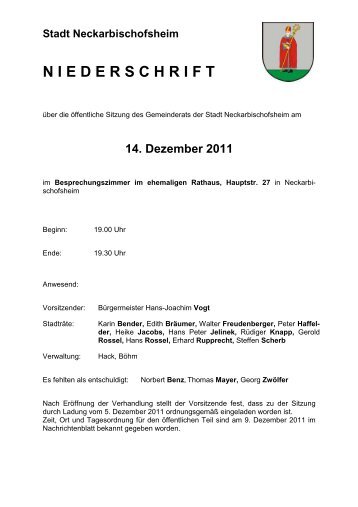 Niederschrift vom 14.12.2011 - Neckarbischofsheim