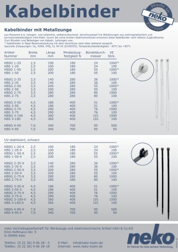 Download: neko Kabelbinder-Prospekt