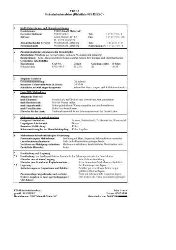 VOCO Sicherheitsdatenblatt (Richtlinie 91/155/EEC) - NETdental