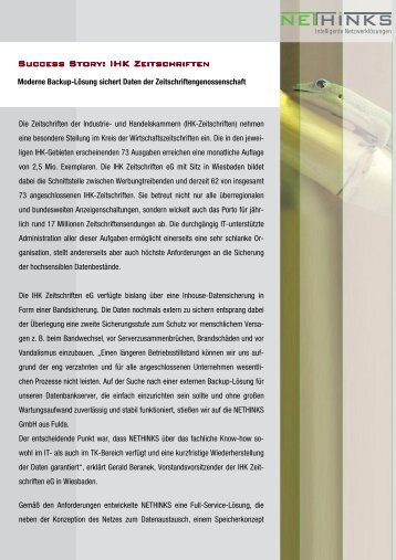 Success Story: Success Story: IHK Zeitschriften ... - NETHINKS GmbH