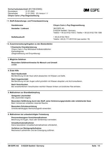 Sicherheitsdatenblatt (91/155 EWG) - NETdental