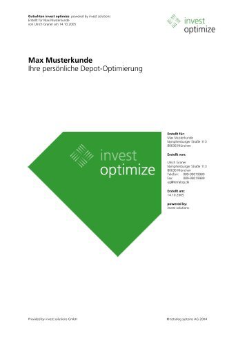 Mustergutachten für invest optimize - Netfonds AG