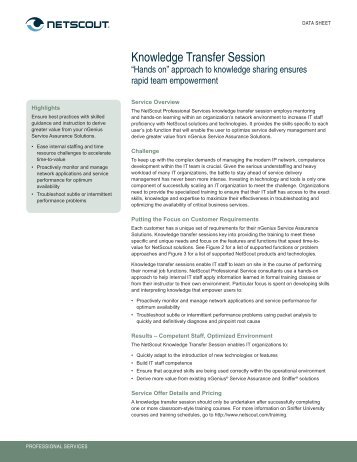 Knowledge Transfer Session - NetScout