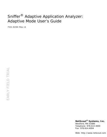 Sniffer Adaptive Application Analyzer: Adaptive Mode ... - NetScout