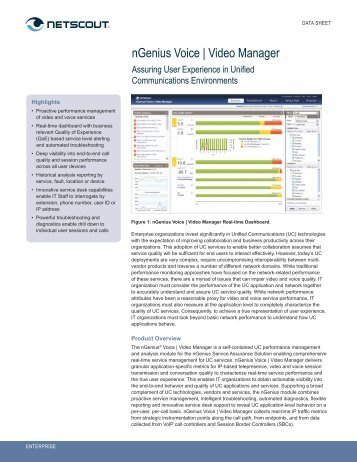 Data sheet: nGenius Voice Video Manager - NetScout