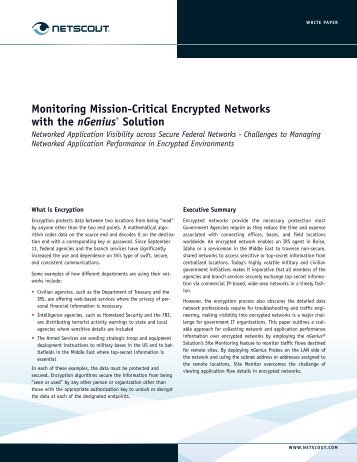 Monitoring Mission Critical Encrypted Networks with ... - NetScout