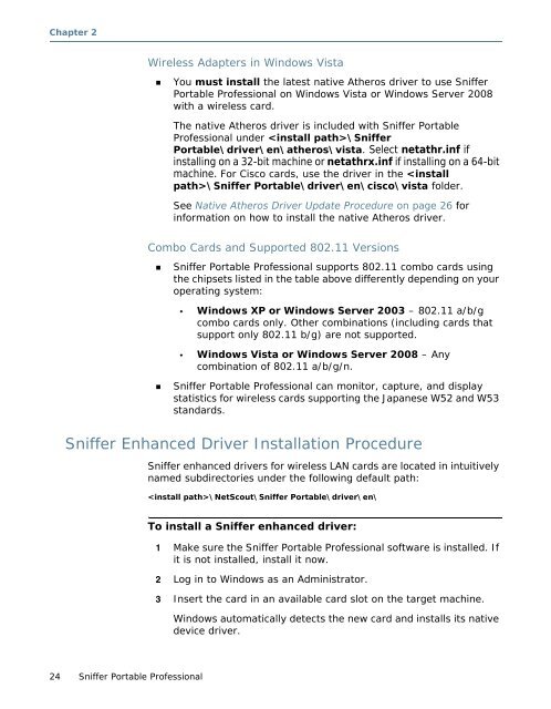 Sniffer® Portable Professional User's Guide - NetScout