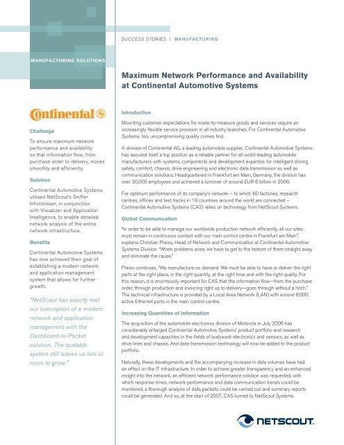 Maximum Network Performance and Availability at ... - NetScout