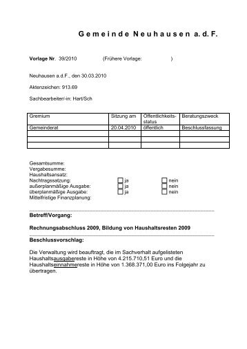 Formular Vorlage - Gemeinde Neuhausen auf den Fildern