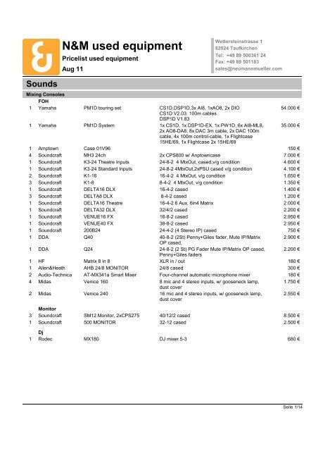 N&M used equipment