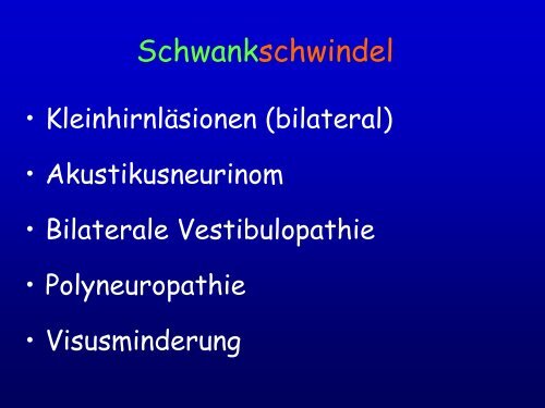 Schwindel - Klinik für Neurologie