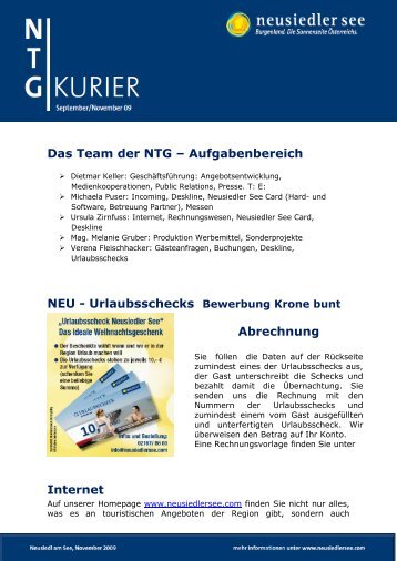 Das Team der NTG â Aufgabenbereich NEU ... - Neusiedler See