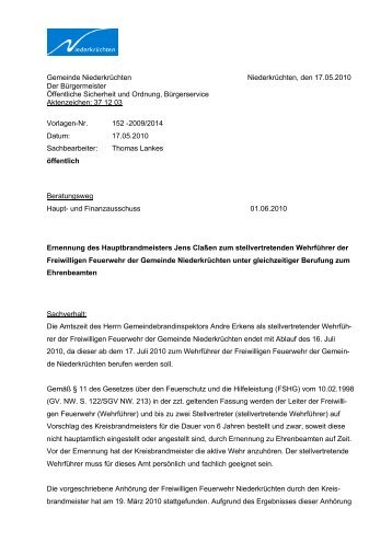 Ernennung des Hauptbrandmeisters Jens Cl - Gemeinde ...