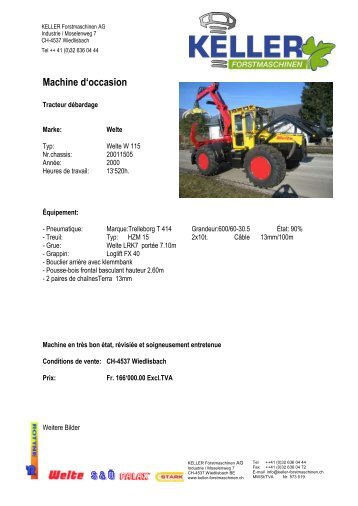 Machine d'occasion - Keller Forstmaschinen AG