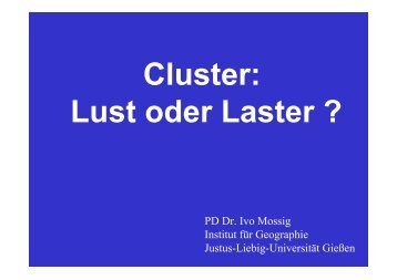 Cluster: Lust oder Laster  ? - NIW