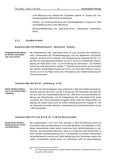 Moderationsverfahren im Vorfeld der Planungen für den Jade ... - NIW