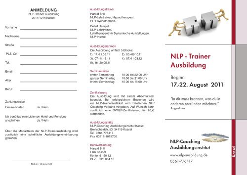 NLP - Trainer Ausbildung  - NLP-Ausbildungsinstitut Kassel