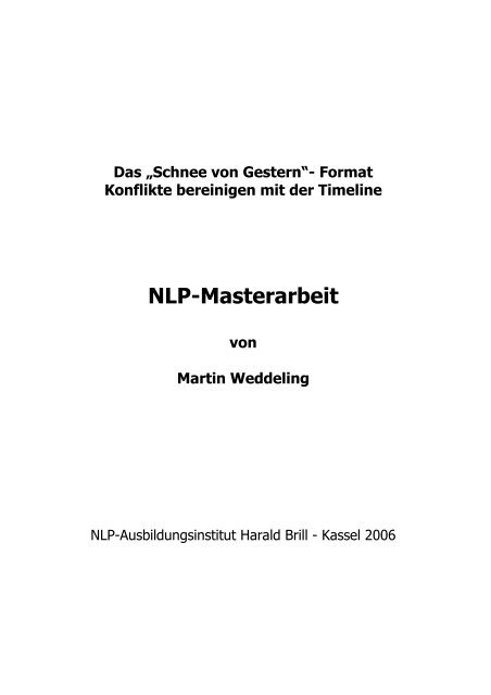 Masterarbeit Martin Weddeling - NLP-Ausbildungsinstitut Kassel