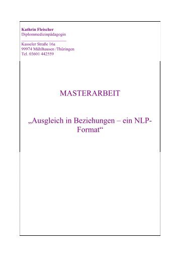 Kathrin Fleischer Ausgleich in Beziehungen Masterarbeit - NLP ...