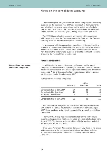 Annual Report 1997/1998 - Munich Re