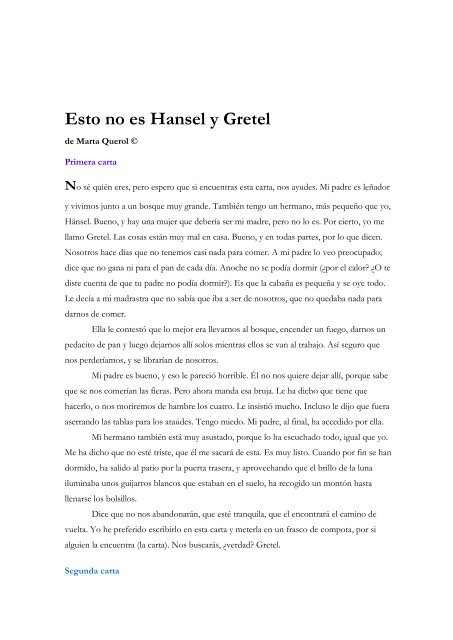 Esto no es Hansel y Gretel