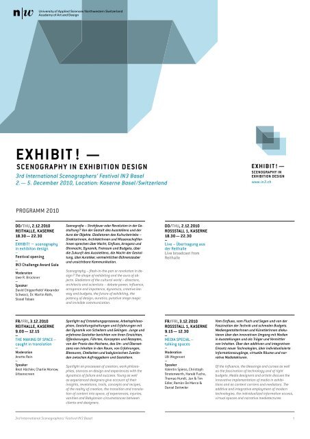 EXHIBIT! — SCENOGRAPHY IN EXHIBITION ... - Kaserne Basel