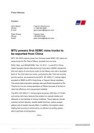 MTU powers first XEMC mine trucks to be exported from China